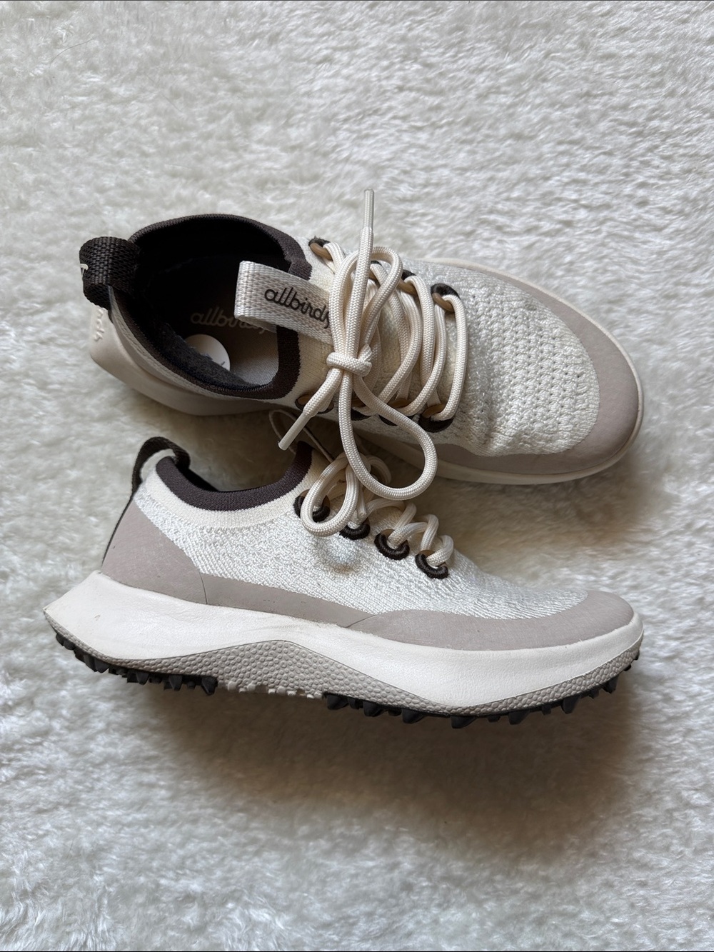 Allbirds Dasher Utility Cream and Brown Knit Sneakers Size 5.5 - Picture 4 of 6